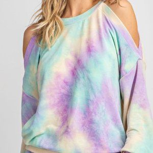 Tie Dye Cold Shoulder top